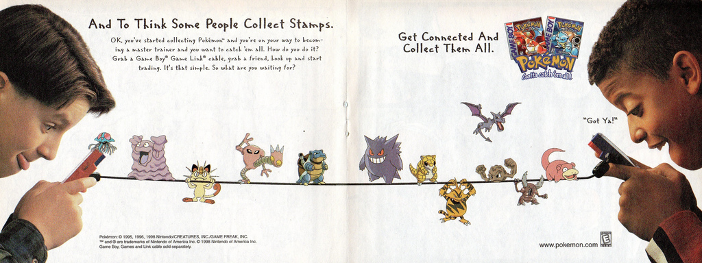 publicité papier pokemon rouge et pokemon bleu